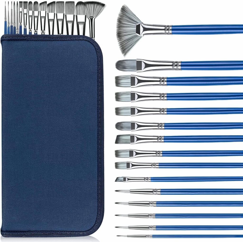Rosmax Artist Paint Brushes-Nylon Hair and 15 Different Sizes for Acrylic Painting,Oil,Watercolor,Fabric-Great for Kids Adult Drawing Arts Crafts Supplies or Beginners,Professional Rosmax Artist Paint Brushes-Nylon Hair and 15 Different Sizes for Acrylic Painting,Oil,Watercolor,Fabric-Great for Kids Adult Drawing Arts Crafts Supplies or Beginners,Professional