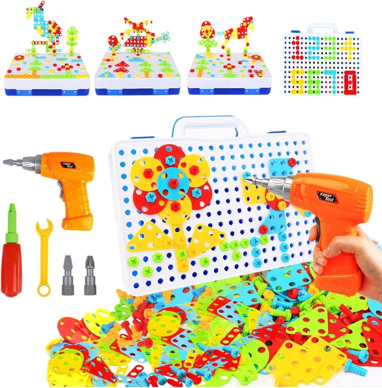 STEM Toys for 3 4 5 6 year old,Design and Drill Toy for Kid,Construction Games with Toy Drill,Creative Engineering Building Toys,Kid Play Toolbox for Toddler Preschool,Educational Toys for Boy & Girl