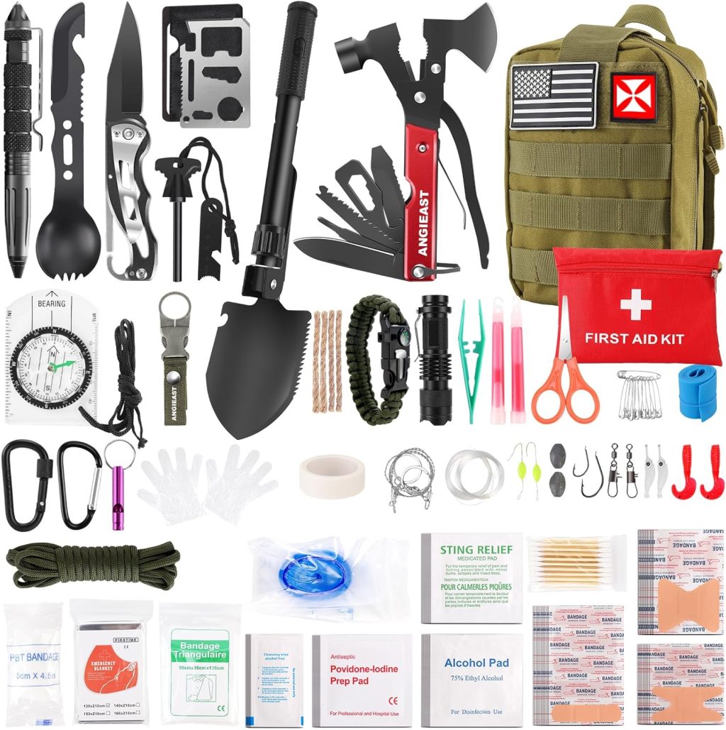 Survival Kit 256 in 1, First Aid Kit Survival Gear Tools Trauma Kit with Molle Pouch for Outdoor, Camping, Hunting, Hiking, Earthquake, Home, Office, Gifts for Men Dad Husband Women (Green) Survival Kit 256 in 1, First Aid Kit Survival Gear Tools Trauma Kit with Molle Pouch for Outdoor, Camping, Hunting, Hiking, Earthquake, Home, Office, Gifts for Men Dad Husband Women (Green)