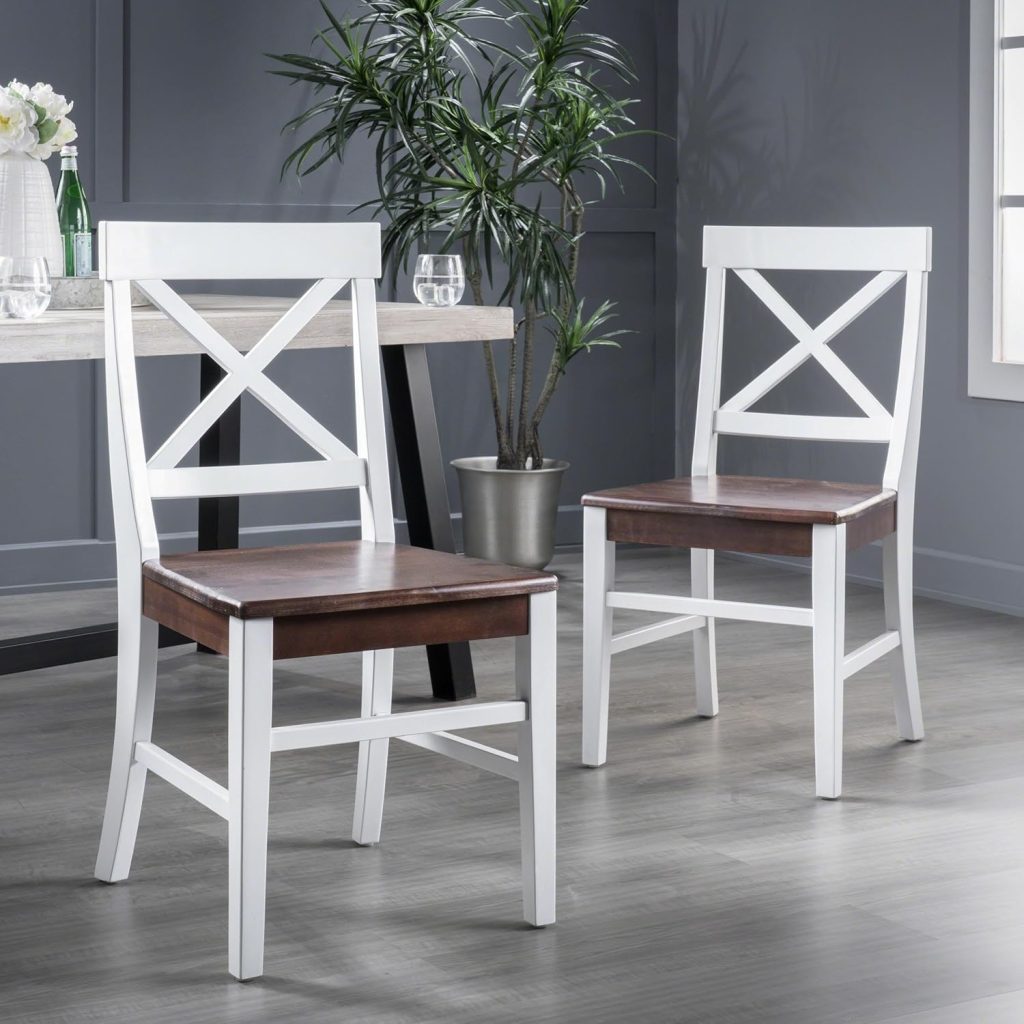 GDFStudio Wood Dining Chairs Set of 2, Farmhouse Country Side Chairs,Wooden Armless Chairs for Kitchen Dining Room Home Living Room,300 Lbs Heavy Duty Acacia Wood Chair White,Walnut GDFStudio Wood Dining Chairs Set of 2, Farmhouse Country Side Chairs,Wooden Armless Chairs for Kitchen Dining Room Home Living Room,300 Lbs Heavy Duty Acacia Wood Chair White,Walnut