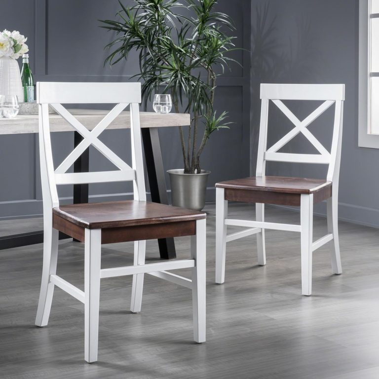 GDFStudio Wood Dining Chairs Set of 2, Farmhouse Country Side Chairs,Wooden Armless Chairs for Kitchen Dining Room Home Living Room,300 Lbs Heavy Duty Acacia Wood Chair White,Walnut