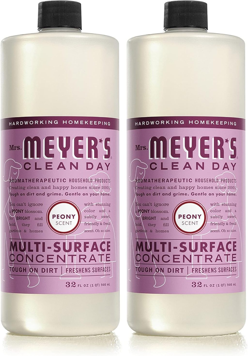 MRS. MEYER’S CLEAN DAY Multi-Surface Cleaner Concentrate, Use to Clean Floors, Tile, Counters, Peony, 32 fl. oz – Pack of 2 MRS. MEYER’S CLEAN DAY Multi-Surface Cleaner Concentrate, Use to Clean Floors, Tile, Counters, Peony, 32 fl. oz – Pack of 2