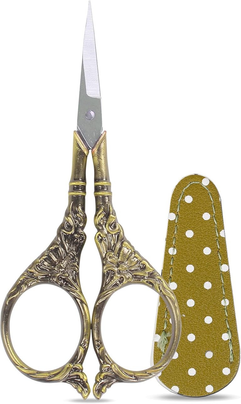 Sewing Scissors with Leather Scissors Cover 4.5 inch Embroidery Scissors Tiny Crafting Tailor Scissor for Cross Stitch Cutting Needlework Handcraft Craft DIY Tool