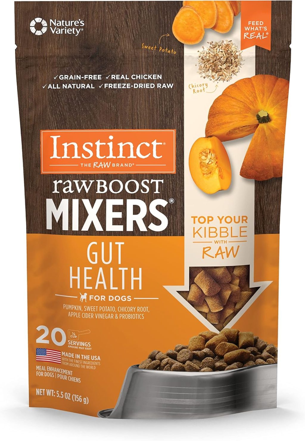 Instinct Raw Boost Mixers Freeze Dried Dog Food Toppers For Dry Food, Grain Free Dog Food Toppers with Chicken For Dogs – Gut Health, 5.5 oz Instinct Raw Boost Mixers Freeze Dried Dog Food Toppers For Dry Food, Grain Free Dog Food Toppers with Chicken For Dogs – Gut Health, 5.5 oz
