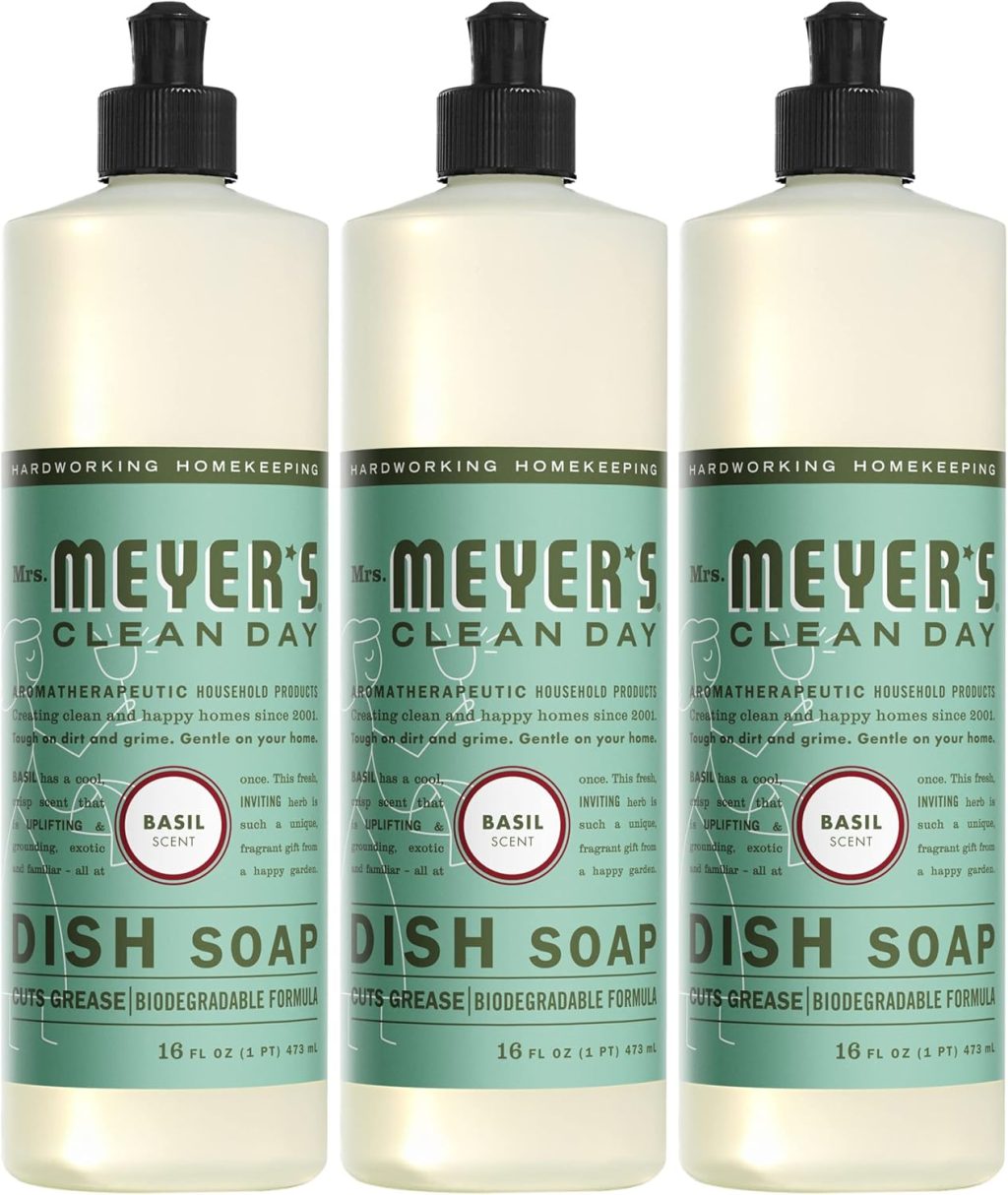 MRS. MEYER’S CLEAN DAY Liquid Dish Soap, Biodegradable Formula, Basil, 16 fl. oz – Pack of 3 MRS. MEYER’S CLEAN DAY Liquid Dish Soap, Biodegradable Formula, Basil, 16 fl. oz – Pack of 3