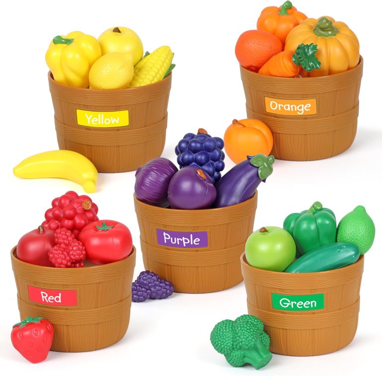 Learning Resources Farmer’s Market Color Sorting Set – 30 Pieces Age 18+ Months Toddler Learning Toys, Sorting Toys for Kids, Play Food,Easter Basket Stuffers​