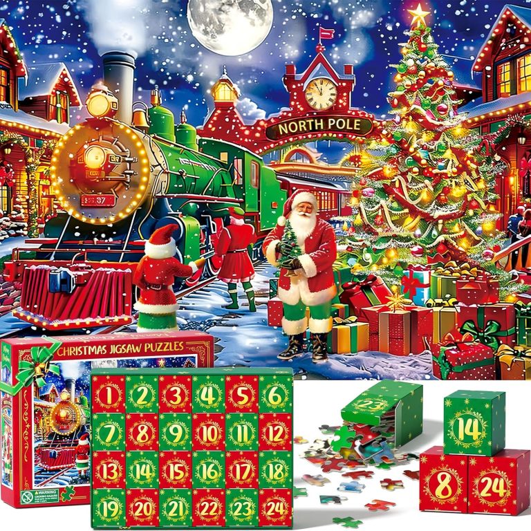Advent Calendar 2024 for Adults Kids Teens – 1000 Pieces Christmas Jigsaw Puzzles 24 Days Surprises Christmas Countdown Calendar Gift Box Family Game Advent Puzzle Xmas Gifts for Boys Girls Women Men