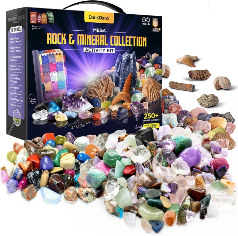 Rock Collection for Kids. Includes 250+ Bulk Rocks, Gemstones & Crystals + Genuine Fossils and Minerals – 2 Lbs. – Geology Science STEM Toys, Gifts for Boys & Girls Ages 6+. Earth Science Activity