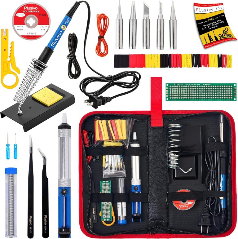 Soldering Iron Kit, 60W Soldering Iron, 5 Soldering Iron Tips, 21-in-1 Adjustable Temperature, Solder Wire, Stand, Desoldering Pump, Soldering Welding Iron Kit for Electronics Hobby DIY 110V US Plug