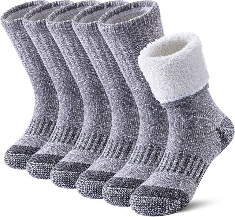 FNOVCO Kids Merino Wool Socks Boys Winter Warm Thick Thermal Cushion Hiking Socks 3 Pairs