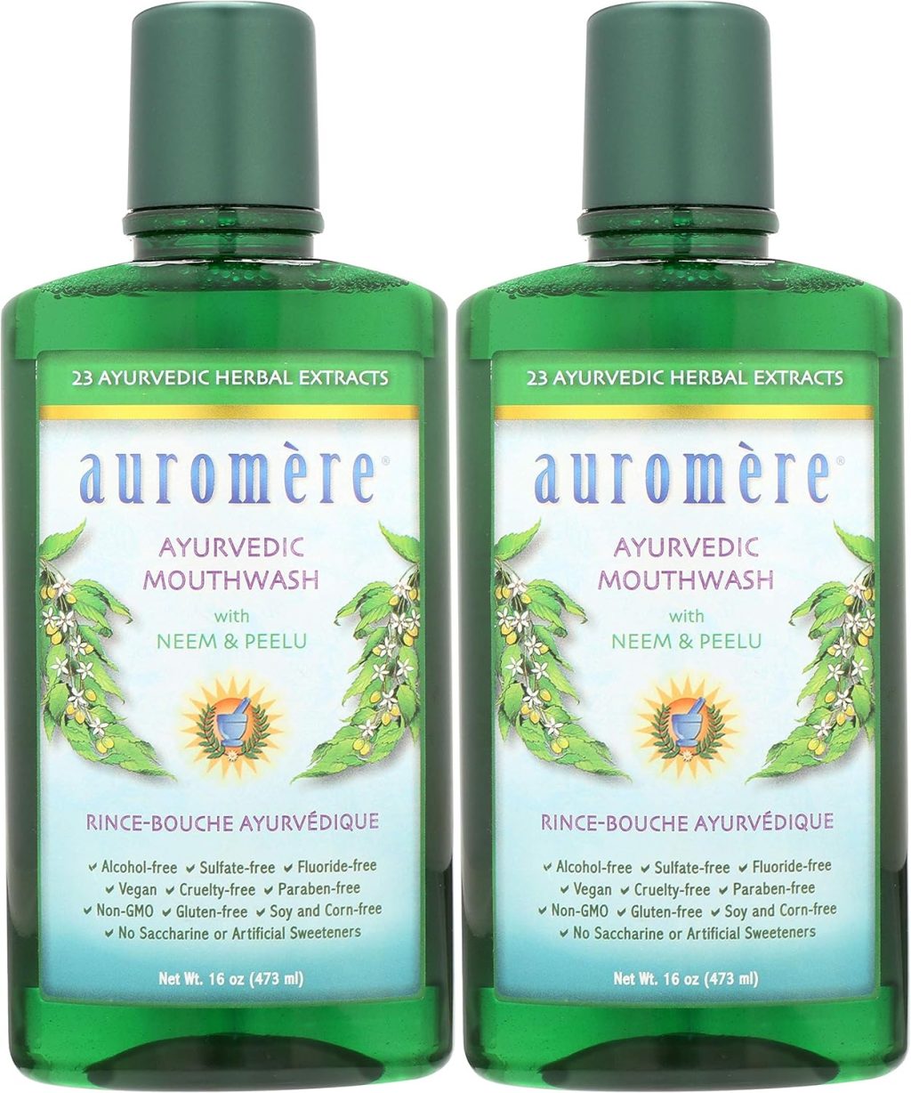 Auromere Ayurvedic Mouthwash – Vegan, Fluoride Free, Alcohol Free, Natural, Non GMO (16 fl oz), 2 Pack