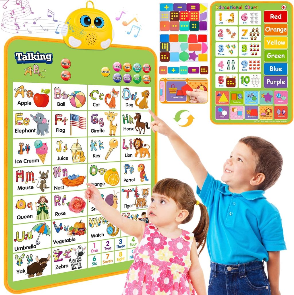 Electronic Alphabet Wall Chart, Talking ABC, 123s, Music Poster, Kids Montessori Toys for Toddlers 2-4, Interactive Educational Toddler Toy, Learning Gift for Age 1 2 3 4 5 Year Old Boys Girls – Green Electronic Alphabet Wall Chart, Talking ABC, 123s, Music Poster, Kids Montessori Toys for Toddlers 2-4, Interactive Educational Toddler Toy, Learning Gift for Age 1 2 3 4 5 Year Old Boys Girls – Green