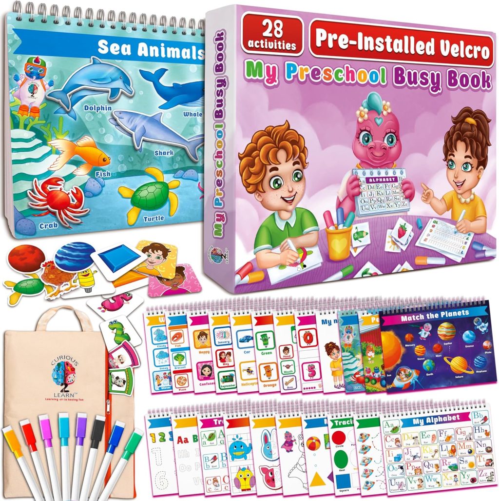 Curious 2 Learn Montessori pre-Assembled Busy Book for Toddlers Ages 3 and Up, Pre K Preschool Learning Activities Book – Autism Sensory Learning & Education Toys Kindergarten Workbook (Pink) Curious 2 Learn Montessori pre-Assembled Busy Book for Toddlers Ages 3 and Up, Pre K Preschool Learning Activities Book – Autism Sensory Learning & Education Toys Kindergarten Workbook (Pink)