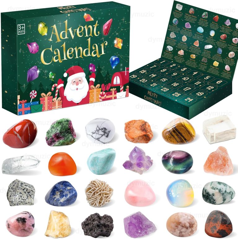Crystal Advent Calendar 2024, Rock Advent Calendar 2024 Adult, Kids, Boys, Girls, Teen Girls, Healing Crystal Gemstone Advent Calendar, 24 Days of Surprise Natural Crystals and Gem Rocks Collection