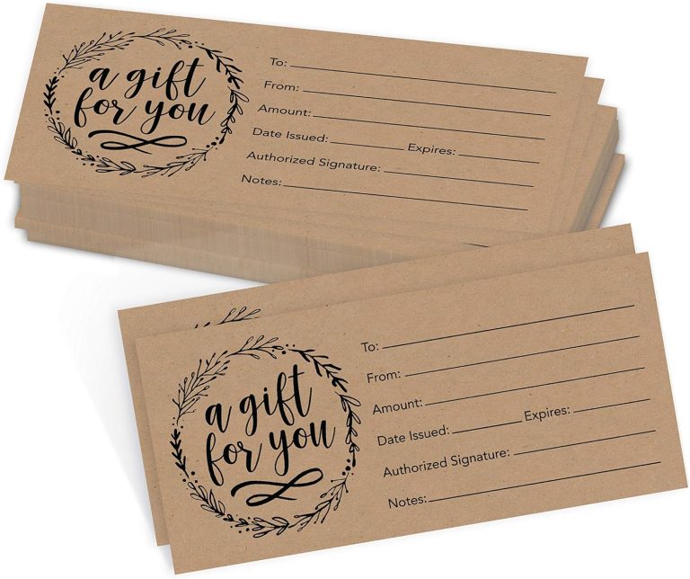 25 Blank Gift Certificates For Business Supplies – Rustic Generic Gift Certificates Holiday Gift Cards Blank, Blank Gift Cards For Spa Gift Vouchers, Paper Gift Certificates Blank Coupons 4X9 Inch