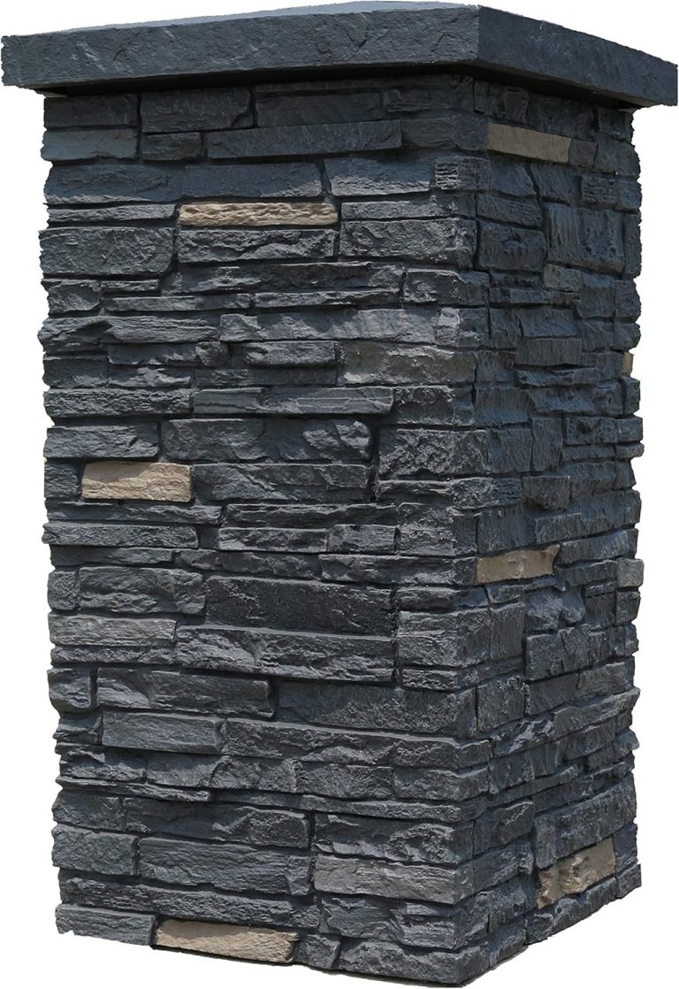 NextStone Faux Polyurethane Stone Column Wrap – Onyx – for Home Improvement/DIY Friendly (Quantity 1 = 4 Interlocking Sides)