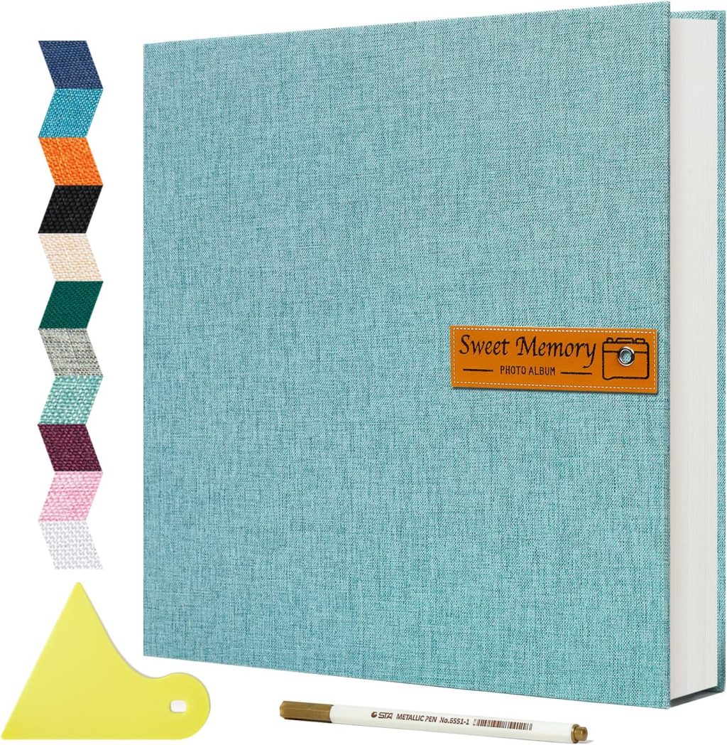Spbapr Large Photo Album Self Adhesive Magnetic Scrapbook,DIY Scrapbook Album for 4×6 5×7 8×10 Picture,60 Pages Linen Cover Memory Book for Wedding Family Baby Pets, with Metallic Pen and Scraping Spbapr Large Photo Album Self Adhesive Magnetic Scrapbook,DIY Scrapbook Album for 4×6 5×7 8×10 Picture,60 Pages Linen Cover Memory Book for Wedding Family Baby Pets, with Metallic Pen and Scraping