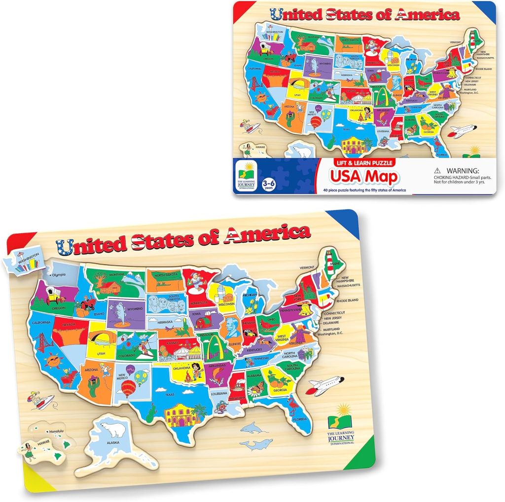 The Learning Journey Lift & Learn Puzzle – USA Map Puzzle for Kids – Preschool Toys & Gifts for Boys & Girls Ages 3 and Up – United States Puzzle for Kids – Award Winning Toys The Learning Journey Lift & Learn Puzzle – USA Map Puzzle for Kids – Preschool Toys & Gifts for Boys & Girls Ages 3 and Up – United States Puzzle for Kids – Award Winning Toys