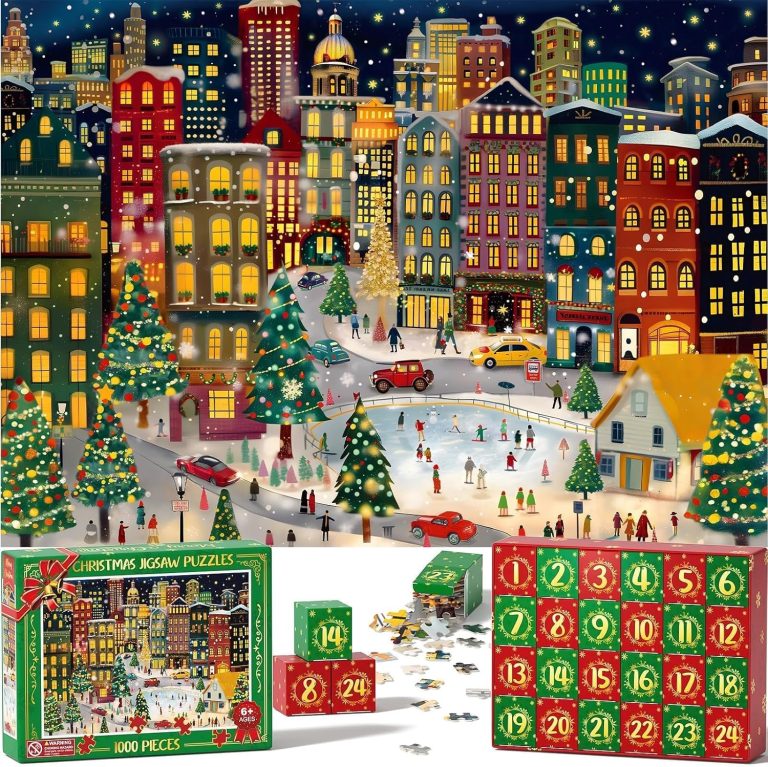 Puzzle Advent Calendar 2024 Adults Kids, 1000 Piece Puzzle for Adults Christmas Advent Calendar, 24 Days Christmas Countdown Jigsaw Puzzles Holiday Family Game Gifts for Teen Boys Girls Age 6+