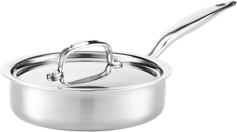 Heritage Steel 1.5 Quart Sauté Pan with Lid – Titanium Strengthened 316Ti Stainless Steel with 5-Ply Construction – Induction-Ready and Fully Clad, Made in USA