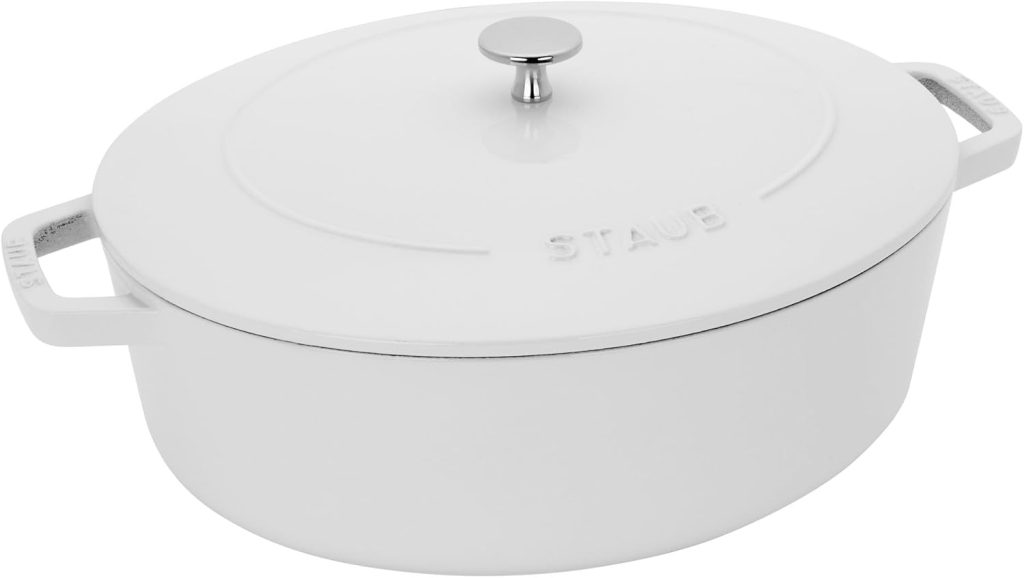 STAUB Specialty Shaped Cast Iron 6.25-qt Shallow Oval Dutch Oven-White STAUB Specialty Shaped Cast Iron 6.25-qt Shallow Oval Dutch Oven-White