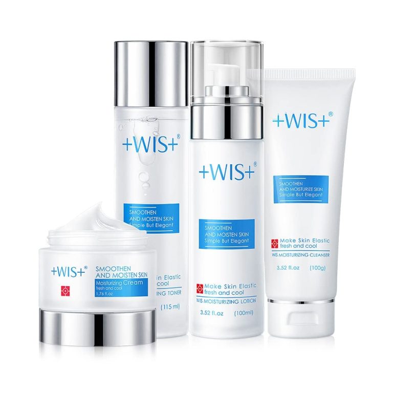+WIS+ Moisturizing 4-Piece Skin Care Set – with Facial Cleanser, Toner, Lotion, Cream for for Cleansing, Hydration, Repair and Anti Aging