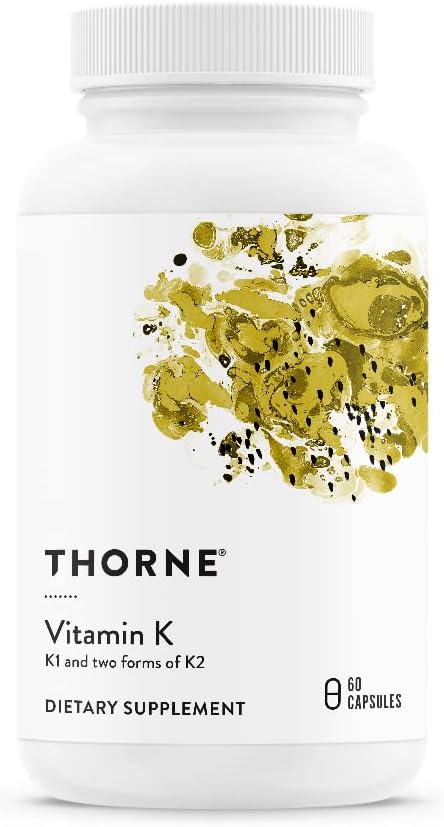 THORNE Vitamin K (Formerly 3-K Complete) – Vitamins K1 and K2 (as MK-4 and MK-7) – Supports Strong Bones – 60 Capsules THORNE Vitamin K (Formerly 3-K Complete) – Vitamins K1 and K2 (as MK-4 and MK-7) – Supports Strong Bones – 60 Capsules