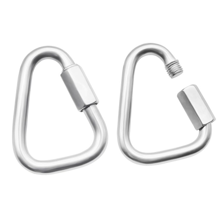 Anvin 2 Pack Large Quick Links M8 2.9Inch Heavy Duty Carabiner Stainless Steel Chain Links Connector Triangle Locking Chain Hooks Screw Links for Camping Outdoor Equipment Hammocks, 1500 Lbs Capacity
