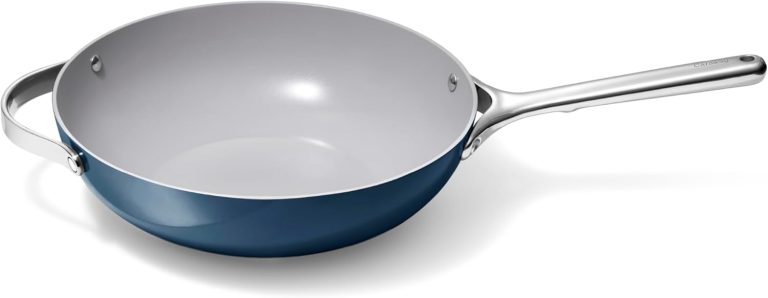 Caraway Non-Stick Stir Fry Pan – 12” Wok-Inspired Pan – Free From Forever Chemicals – High-Sloped Walls – Stainless Steel Handles – Navy