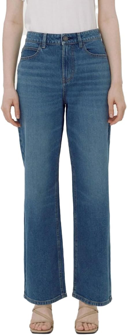 Women’s Wide Jeans Stretchy Sustainable Denim Pants Super Leg FGWD01, Blue