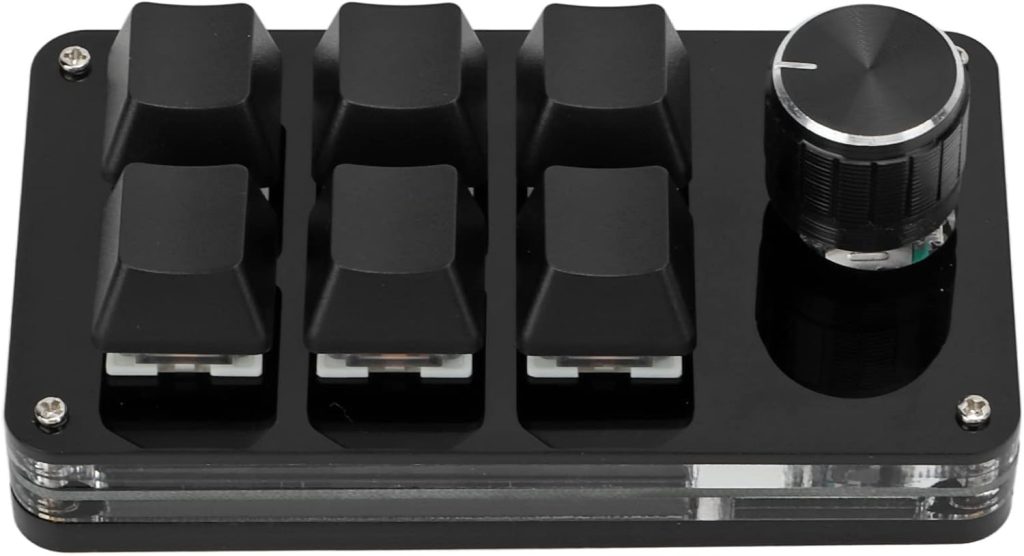 Mini Macro Mechanical Gaming Keyboard, 6 Keys One Handed USB PC Keypad with Knob, Programmable Shortcut Custom Function, for Windows, for VISTA(Full Black) Mini Macro Mechanical Gaming Keyboard, 6 Keys One Handed USB PC Keypad with Knob, Programmable Shortcut Custom Function, for Windows, for VISTA(Full Black)
