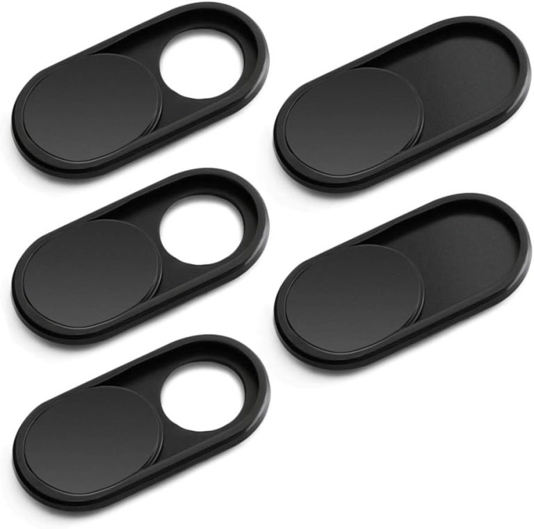 CloudValley Webcam Cover Slide, [5 Pack] 0.6mm-Thin Metal Web Camera Cover Sticker for MacBook Pro, MacBook Air, Laptop, iMac, PC, Surfcase, iPhone 8/7/6 Plus, Privacy Cover, Black-5 pcs