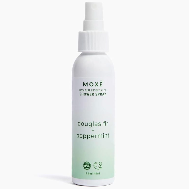 MOXE Aromatherapy Shower Spray – Douglas Fir & Peppermint, 100% Essential Oils, Made in USA, Aromatherapy, Sinus Congestion Relief, Respiratory Support, 4 Oz (1 Pack)