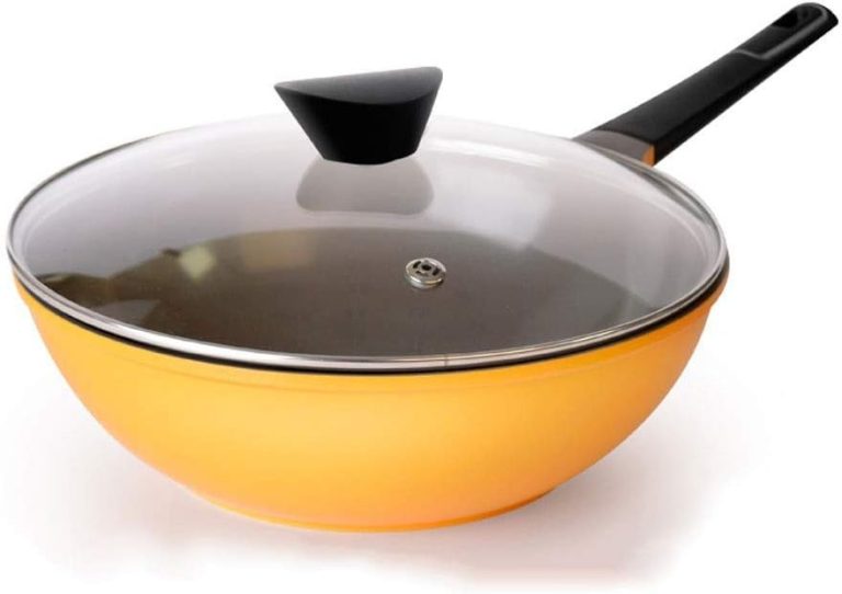 UXZDX Wok – Specialty Nonstick Dishwasher Safe Oven Safe -Free Jumbo Wok Cookware (Color : Yellow)