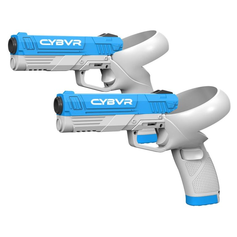 CYBVR Weighted Gun Stock Controller Grips for the Oculus Quest 2 – VR Accessories for the Meta Quest 2 (Blue)