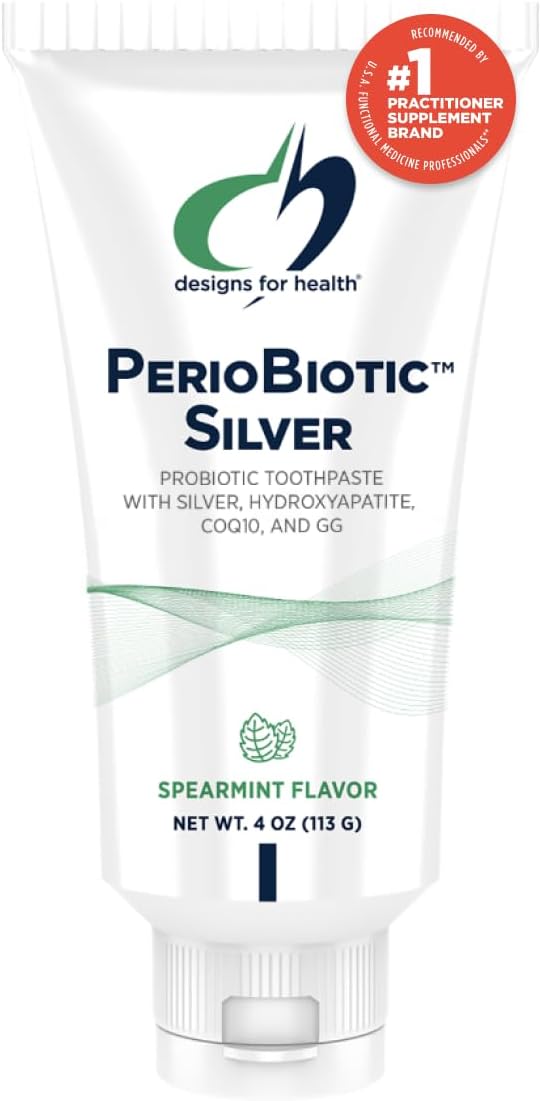 Designs for Health PerioBiotic Silver Hydroxyapatite Toothpaste – Fluoride Free Toothpaste with Oral Probiotics with Whitening Hydroxyapatite – Supports Gum Health & Remineralization (4oz Mint) Designs for Health PerioBiotic Silver Hydroxyapatite Toothpaste – Fluoride Free Toothpaste with Oral Probiotics with Whitening Hydroxyapatite – Supports Gum Health & Remineralization (4oz Mint)