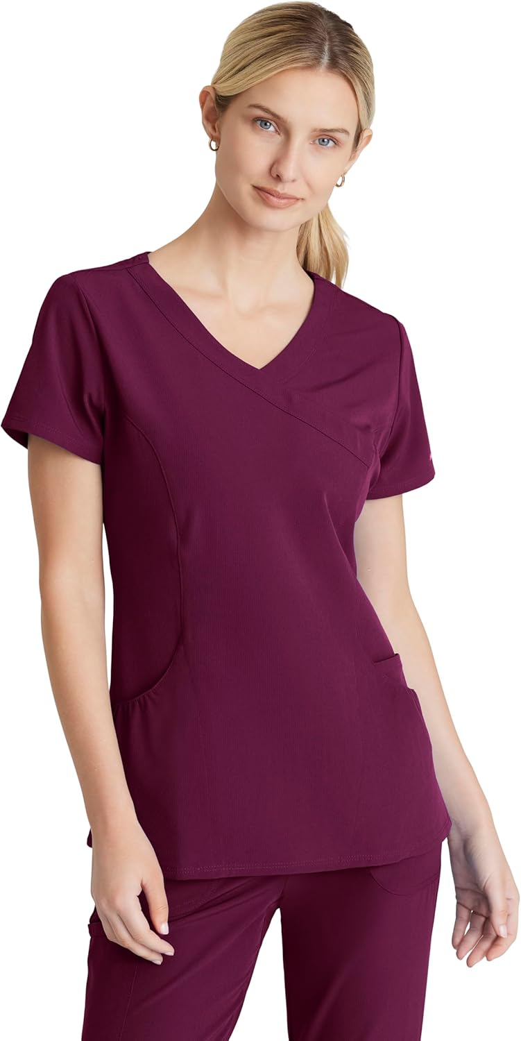 BARCO Skechers Vitality Charge Scrub Top for Women – V-Neck Medical Top, 4-Way Stretch Women’s Scrub Top
