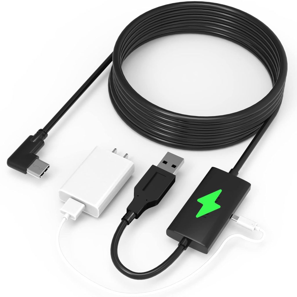 Kuject Design 16FT Link Cable for Quest 3S/3, Quest 2 and Quest Pro, with Separate Charging Port for Uninterrupted Power, VR Gaming Accessories Christmas Gifts for Teen Boy Men Boyfriend Kuject Design 16FT Link Cable for Quest 3S/3, Quest 2 and Quest Pro, with Separate Charging Port for Uninterrupted Power, VR Gaming Accessories Christmas Gifts for Teen Boy Men Boyfriend