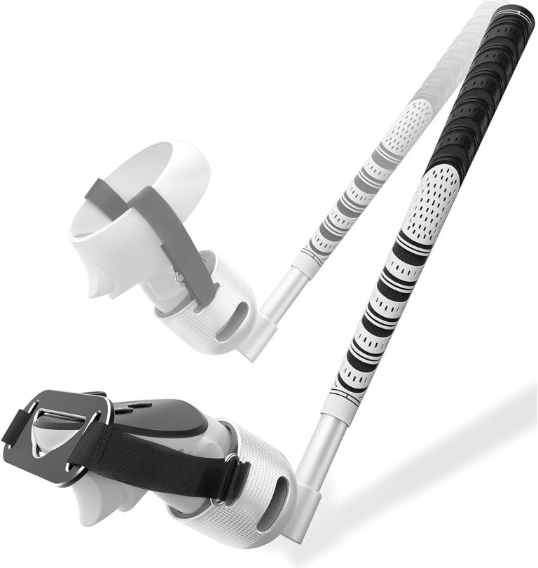 VR Golf Club Handle Compatible with Oculus-Quest 3/3S/2, 90 Degree Unblock Signal Aluminum VR Golf Club Attachment with 1:1 Molded Controller Adapter