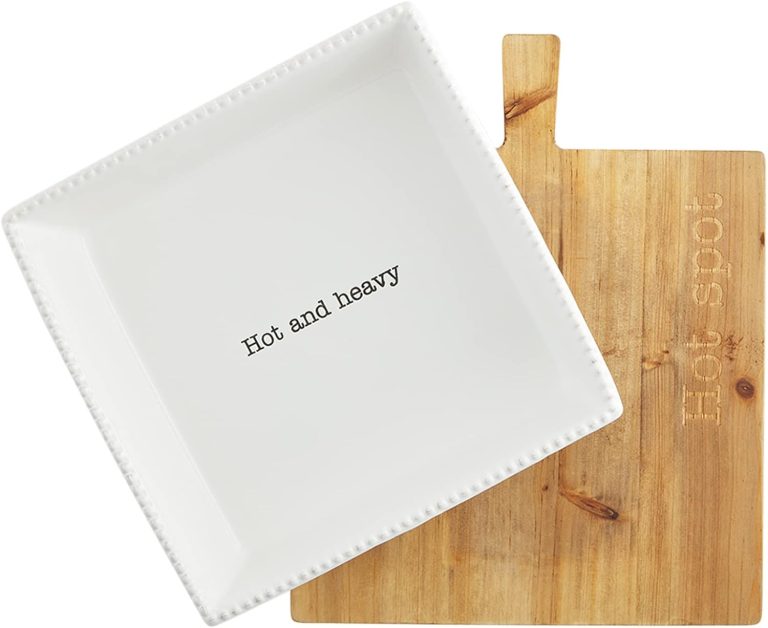 Mud Pie Circa Baker and Trivet Set, White, 11″ x 9″