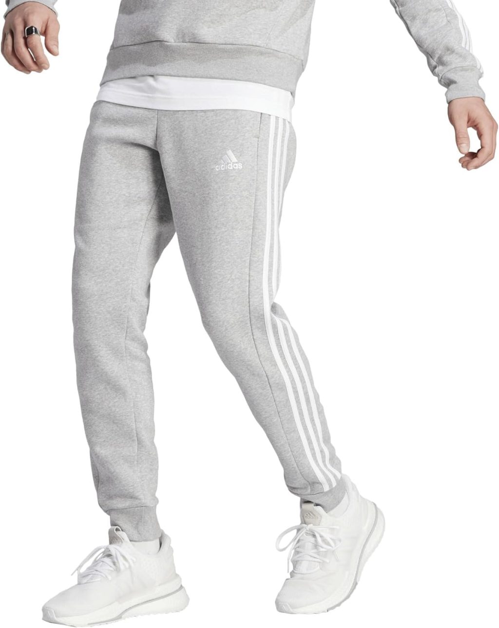 adidas Men’s Essentials Fleece Tapered Cuff 3-Stripes Pants adidas Men’s Essentials Fleece Tapered Cuff 3-Stripes Pants