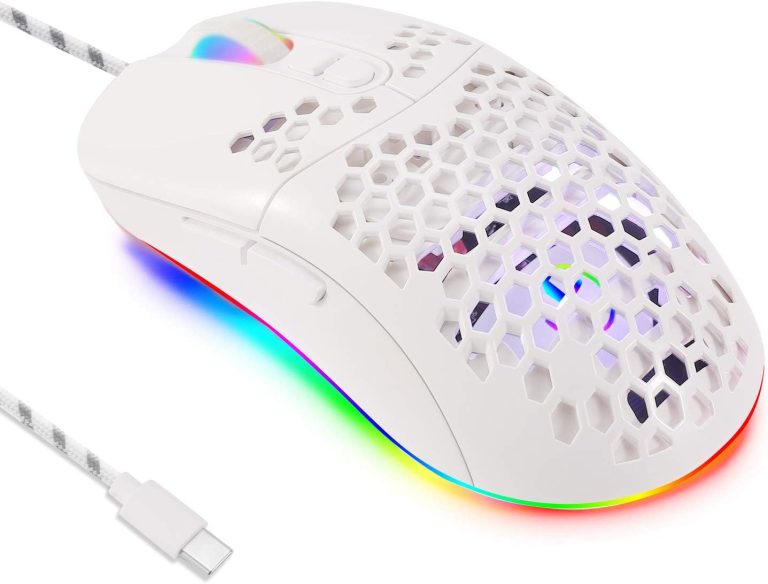USB C Mouse,Lightweight Gaming Type C Mouse up to 7200 DPI,Wired Mouse for MacBook Pro Chromebook Laptop PC and More USB Type C Devices (White)
