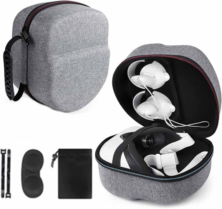Case for Oculus Quest 2/Quest 3/Vision Pro Original/Elite Version VR Headset Accessories, VR Headset Carrying Case with Built-in Storage Compartment (Grey), Gray