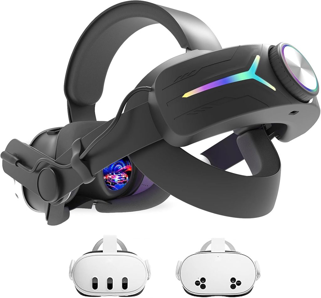 RGB Light Head Strap with Battery for Meta Quest 3/3S, MLemonVR Comfort Headband Accessory,Quick Charge for Extended Play, Removable Batteries, Adjustable Elite Strap (Black) RGB Light Head Strap with Battery for Meta Quest 3/3S, MLemonVR Comfort Headband Accessory,Quick Charge for Extended Play, Removable Batteries, Adjustable Elite Strap (Black)