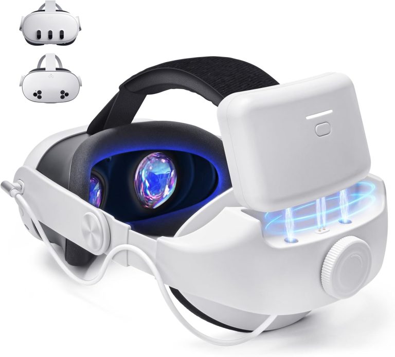 Head Strap with Battery for Quest 3/Quest 3S, 8000mAh Battery Pack Elite Strap Adjustable VR Headset Headstrap for Enhanced Comfort and Play Time