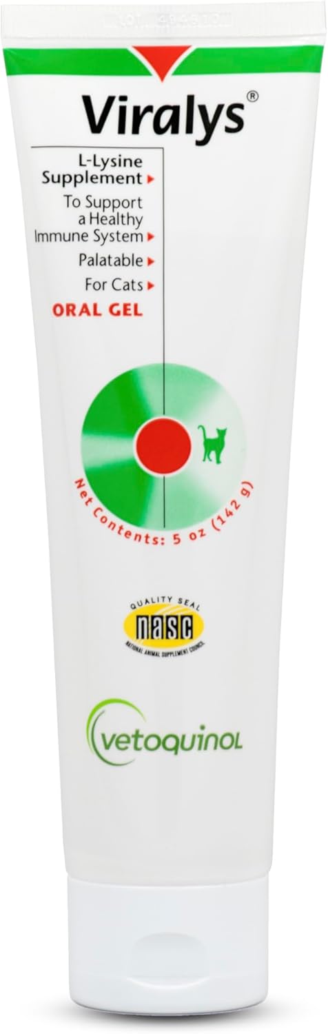 Vetoquinol Viralys Gel L-Lysine Supplement for Cats, 5oz – Cats & Kittens of All Ages – Immune Health – Sneezing, Runny Nose, Squinting, Watery Eyes – Palatable Maple Flavor Lysine Gel Vetoquinol Viralys Gel L-Lysine Supplement for Cats, 5oz – Cats & Kittens of All Ages – Immune Health – Sneezing, Runny Nose, Squinting, Watery Eyes – Palatable Maple Flavor Lysine Gel
