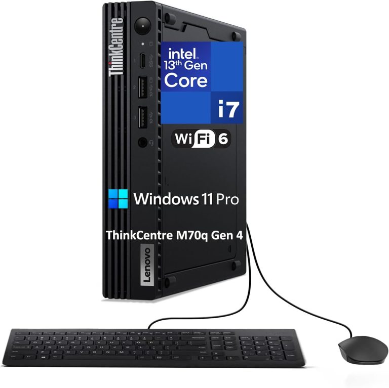 Lenovo ThinkCentre M70q Gen 4 MFF Tiny 1L Mini PC Business Desktop Computer, 13th Gen Intel 16-Core i7-13700T up to 4.9GHz, 64GB DDR4 RAM, 1TB PCIe SSD, WiFi 6, RJ45, HDMI, Windows 11 Pro Vent-HEA