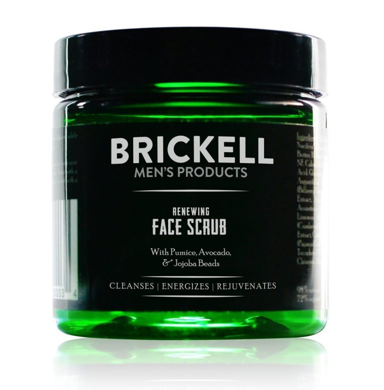 Brickell Men’s Renewing Face Scrub for Men, Natural and Organic Deep Exfoliating Facial Scrub Formulated with Jojoba Beads, Coffee Extract and Pumice, 4 Ounce, Scented