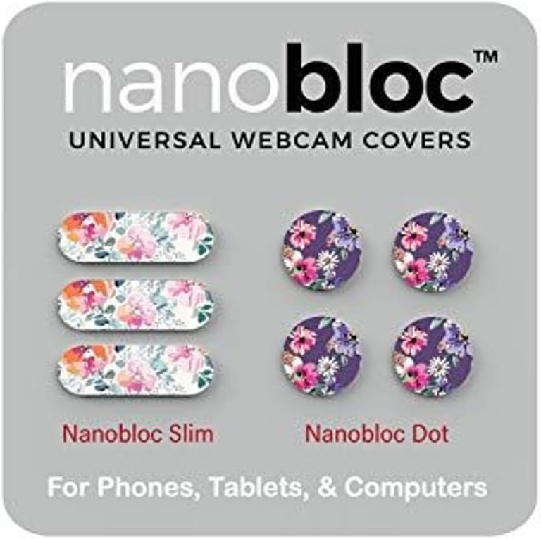 Nanobloc Universal Webcam Covers – Privacy Protection Accessory, No Residue Application – Dots and Bars, 7 Pieces – Floral
