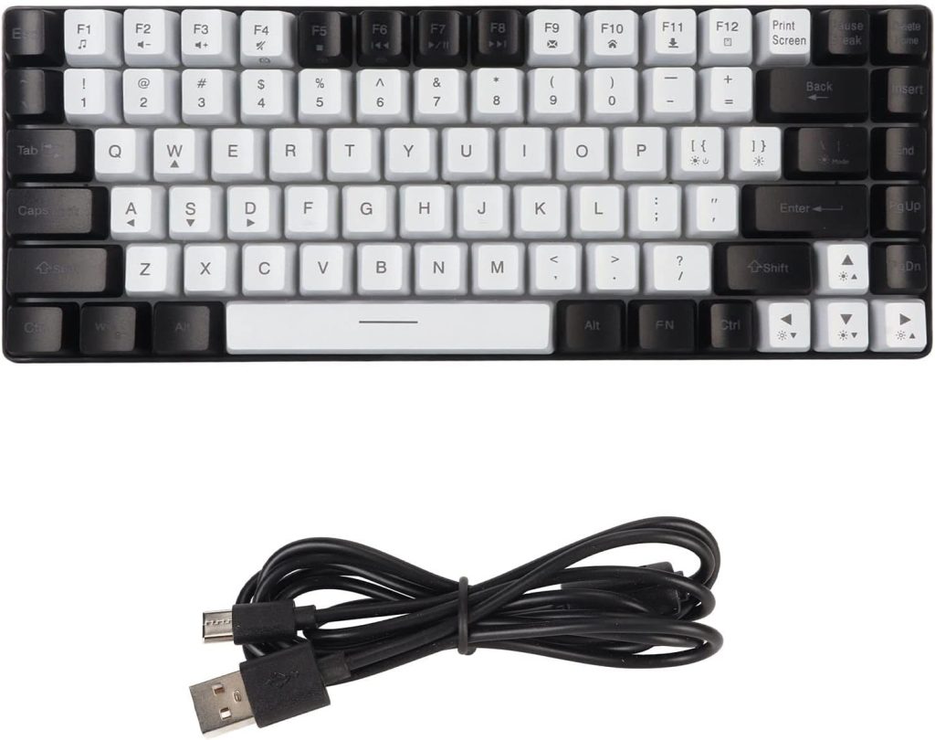 SUNGOOYUE RGB Backlit Gaming Keyboard, Type C USB Wired 84 Keys Curved Wired Keyboard for Office Gaming (White) SUNGOOYUE RGB Backlit Gaming Keyboard, Type C USB Wired 84 Keys Curved Wired Keyboard for Office Gaming (White)